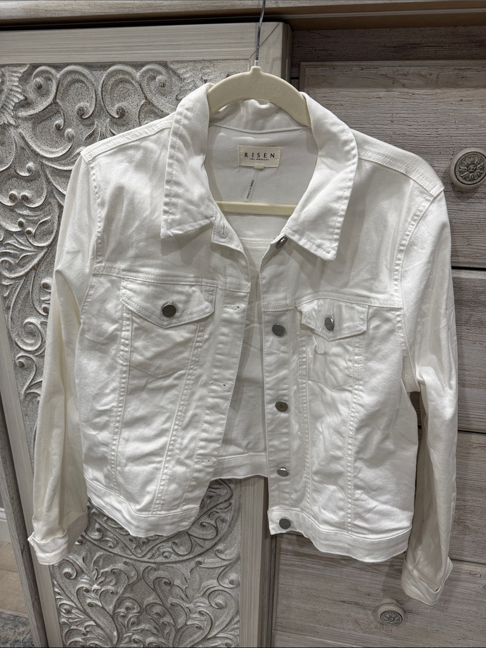 Risen White Denim Jacket - Classic Women's Jean Jacket